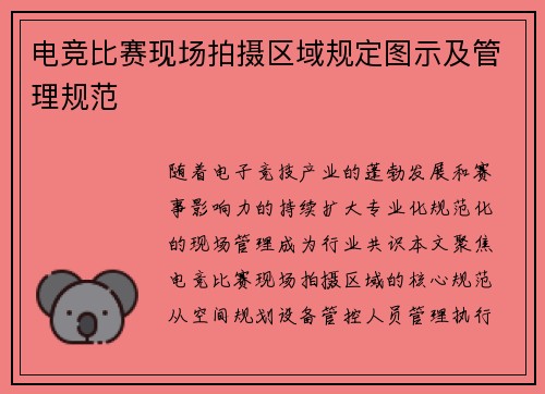 电竞比赛现场拍摄区域规定图示及管理规范